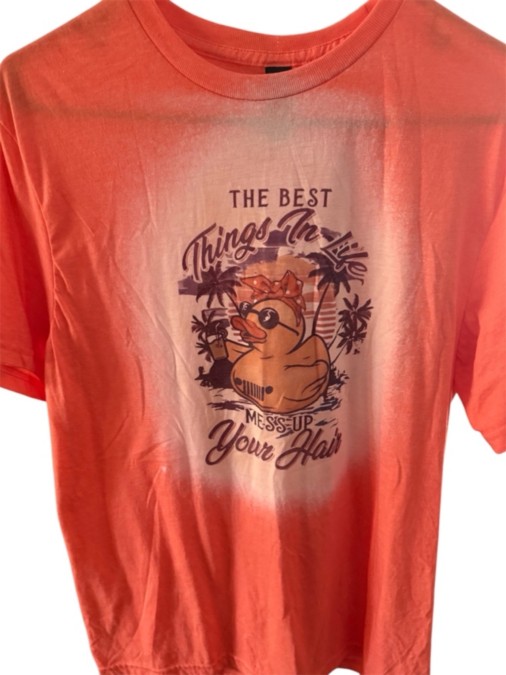 Graphic Tee with Retro Duck Design jeep wrangler quack bleached print tee